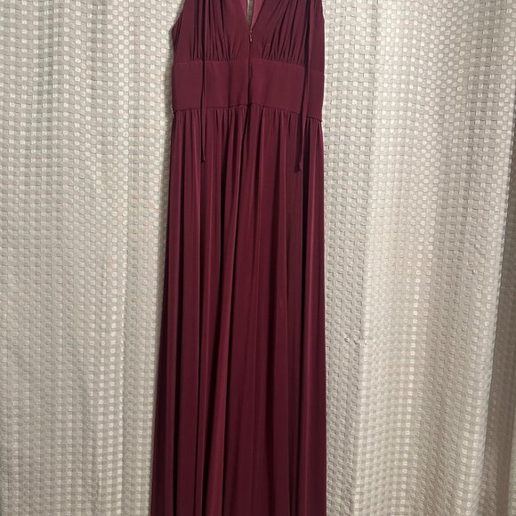 Burgundy Long Dress with Silver Accents- Size 10 - Picture 3 of 3